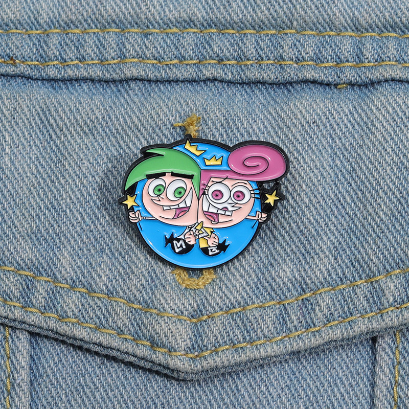 Desenho Animado O Broche Dos Pais Fairly Odd Cosmo E Wanda Metal Badge Backpack Acessórios Pin Jewelry Gift