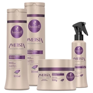 Kit Haskell Ametista Shampoo 300ml, Condicionador 300ml, Máscara 300g, Fluído 120ml (4 produtos)