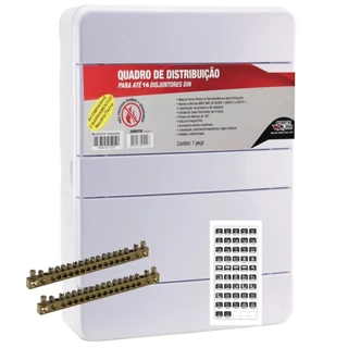 Quadro Distribuição Sobrepor Force Line até 16 Disjuntores com Barramento Branco Caixa Centrinho Elétrico de Energia Residencial