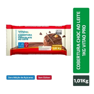Cobertura Chocolate Zero Ao Leite Barra 1,01kg