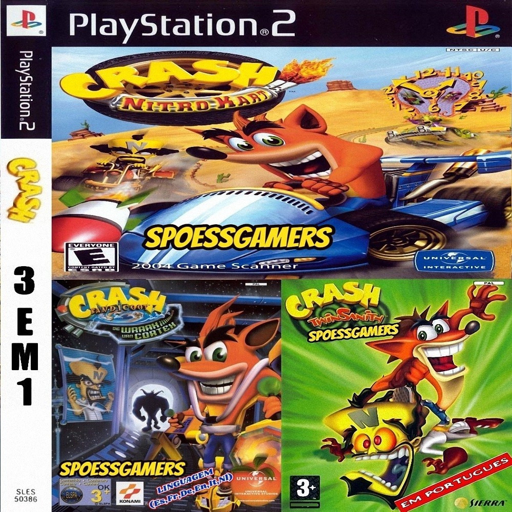 Crash 3 Em 1 Ps2 Cortex Nitro Twinsanity Pt br Patch