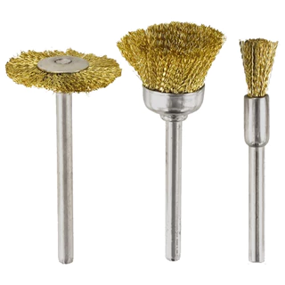 Kit 3 Escovas de Latão Haste 3mm para Micro Retíficas Dremax