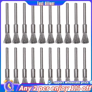 20 Pc Escova De Arame De Aço Inoxidável De 1/4 Polegadas (6mm) 532 Com Haste 8 3mm) Para Dremel E Ferramenta Rotativa Compatível
