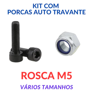Parafuso Allen vários tamanhos - M5 Passo 0,80 (Chave Allen 4) - kit com porcas auto travante (inserto nylon)