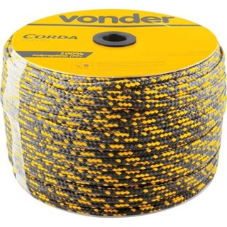 Corda multifilamento trançada 12 mm x 140 m preta e amarela - Vonder