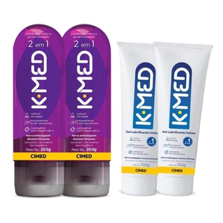 Kit c/ 4 unidades - 2 unidades K-med 100g Gel Lubrificane Íntimo + 2 unidades K-med 2 em 1 Roxo 200ml em Oferta na Shopee
