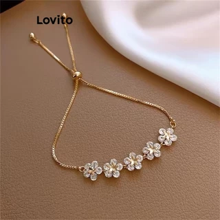 Lovito Pulseira elegante com flores de strass floral para mulheres LFA26278