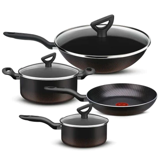 Conjunto de Panelas 4 Peças Rochedo Inova Preto com Cobre Arno