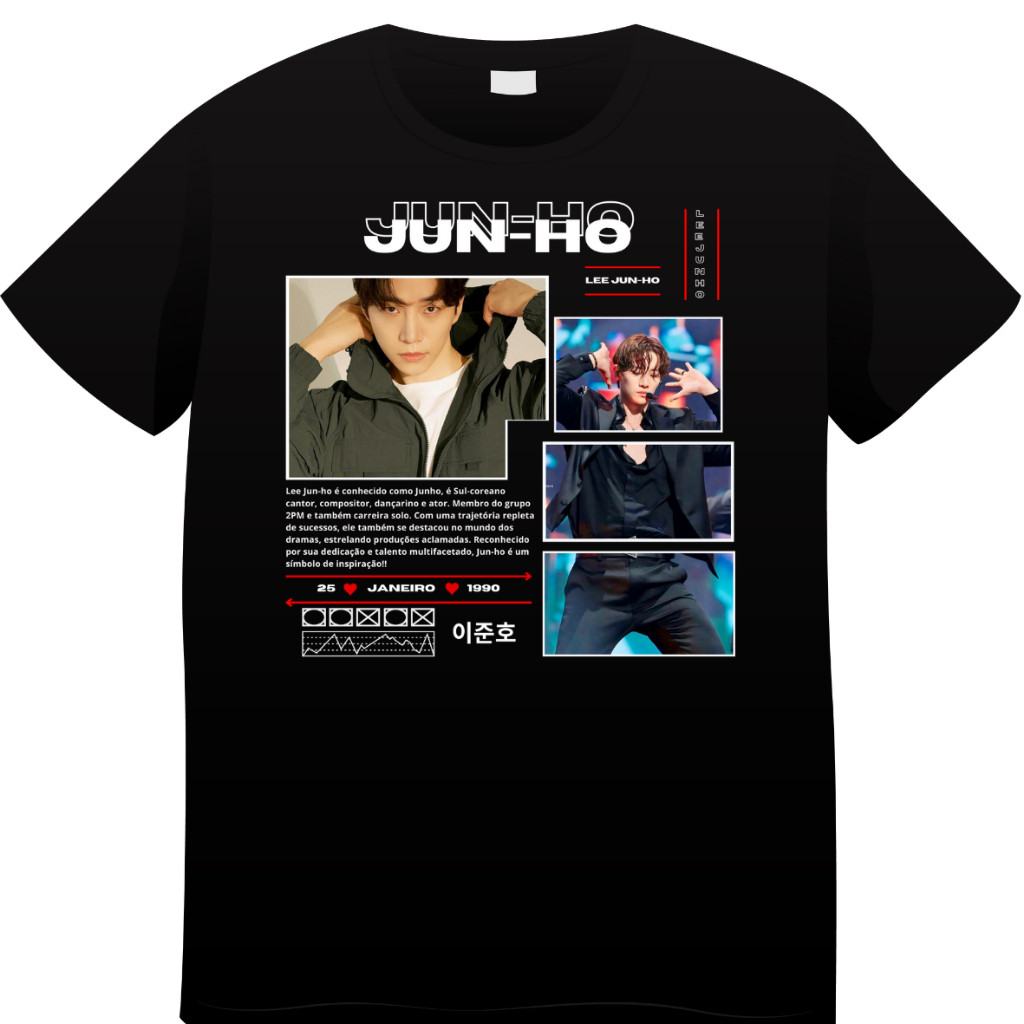 Camiseta Lee Junho Algodão Dorama Sorriso Real Kpop Lee Jun-ho