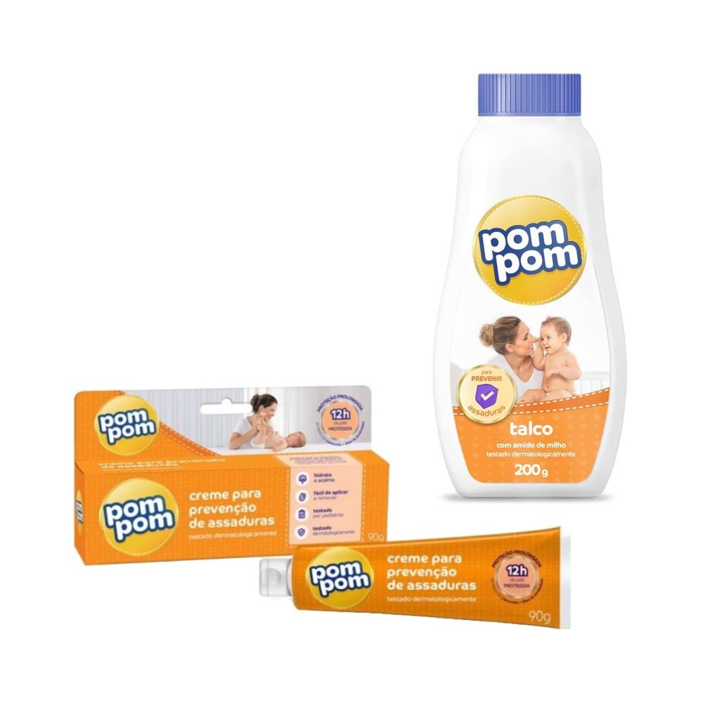 Kit Pompom - Talco 200g + Pomada para Assaduras 90g | Shopee Brasil