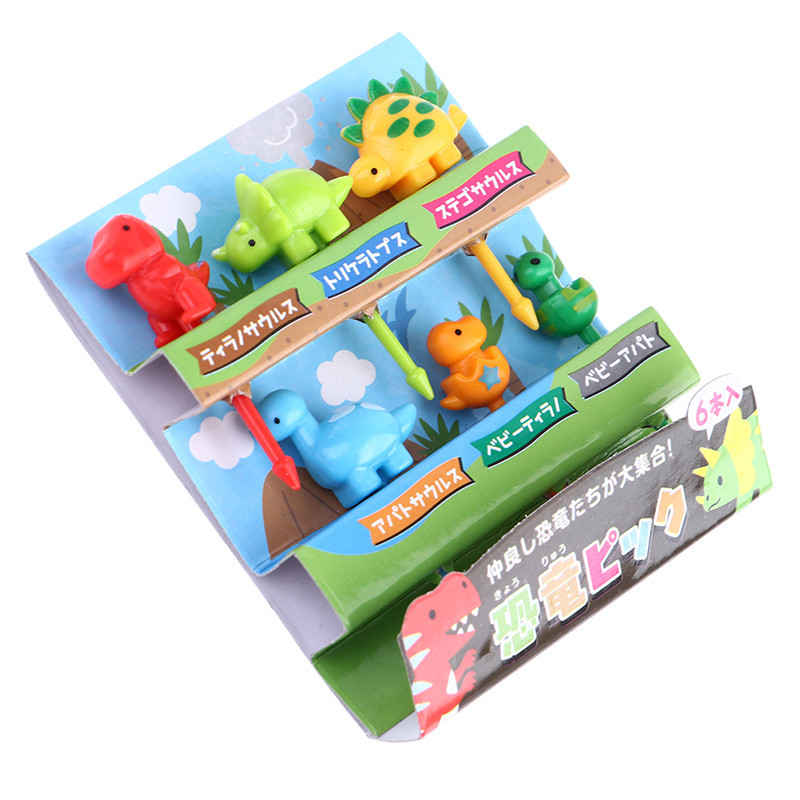 Mini Garfo De Fruta De Dinossauro Para Crianças , Animal , Desenho Animado , Lanche , Bolo , Sobremesa , Comida , Palheta De Frutas , Palito De Dente , Almoços Bento , Decoração De Festas , 6Pcs Por Conjunto