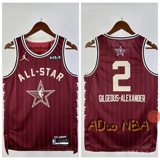 2023-24 All-Star Hot Pressed Camisa #2 Shai Gilgeous-Alexander Oklahoma City Thunder Swingman De Basquetebol Vermelho NBA jerseys