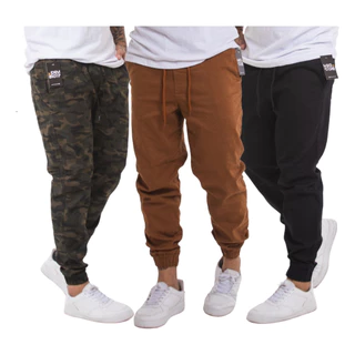 Kit 3 Calças Jogger Jeans/sarja Masculina Punho Elástico