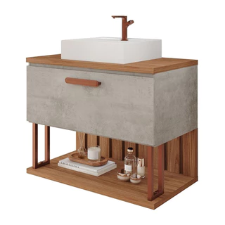Armário Gabinete para Banheiro com Cuba Duna em Mdf 60cm Mgm
