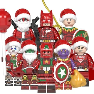 Mini Christmas Building Blocks Bricks Figures Xmas DC Heroes Super Captain Man Santa Claus Gift Toys