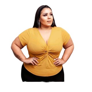 blusa decote v plus size em Promoção na Shopee Brasil 2024