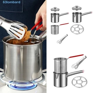 Panela Auxiliar De Frango LOMBARD , 304 Multifuncional De Aço Inoxidável , Alimentos Com Grampo E Tampa Mini Frigideira De Malha Ferramenta De Cozimento De Cesta