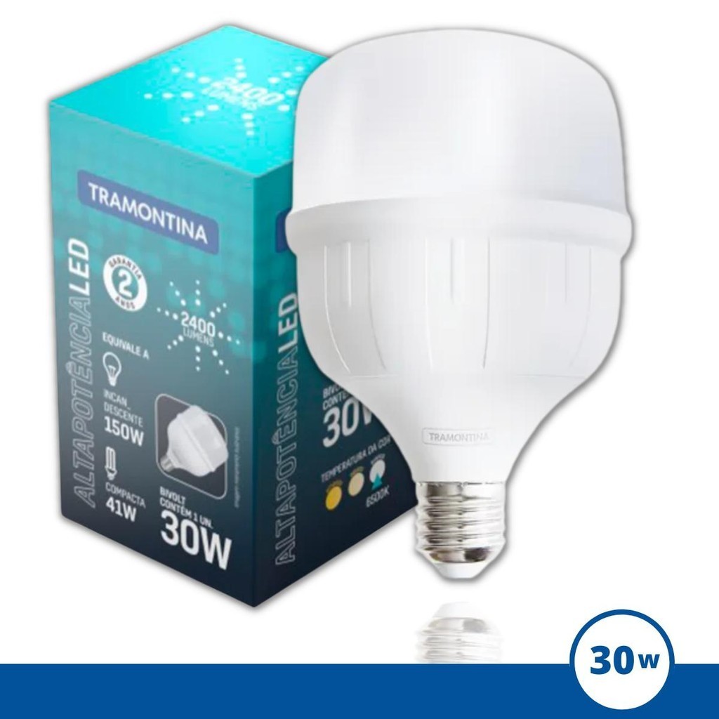 KIT 2 Lâmpada Led Bulbo 30w E27 6500k Bivolt Tramontina