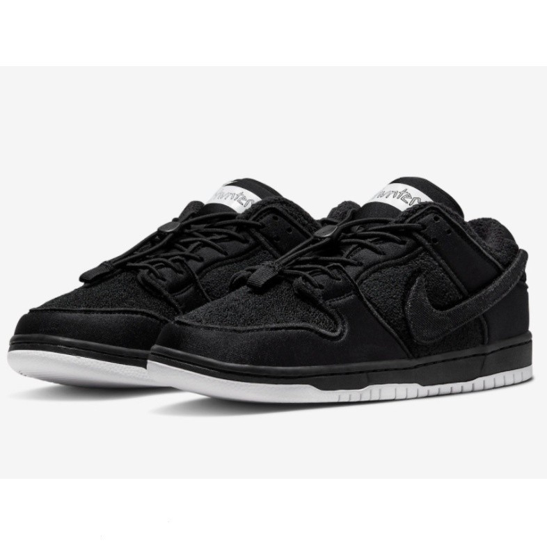 Oferta especial Gnarhunters x NK SB Dunk Flanela Baixa Co-Branded All Black Soul