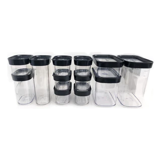 Kit Conjunto Potes Mantimentos Herméticos Cozinha 12 Peças