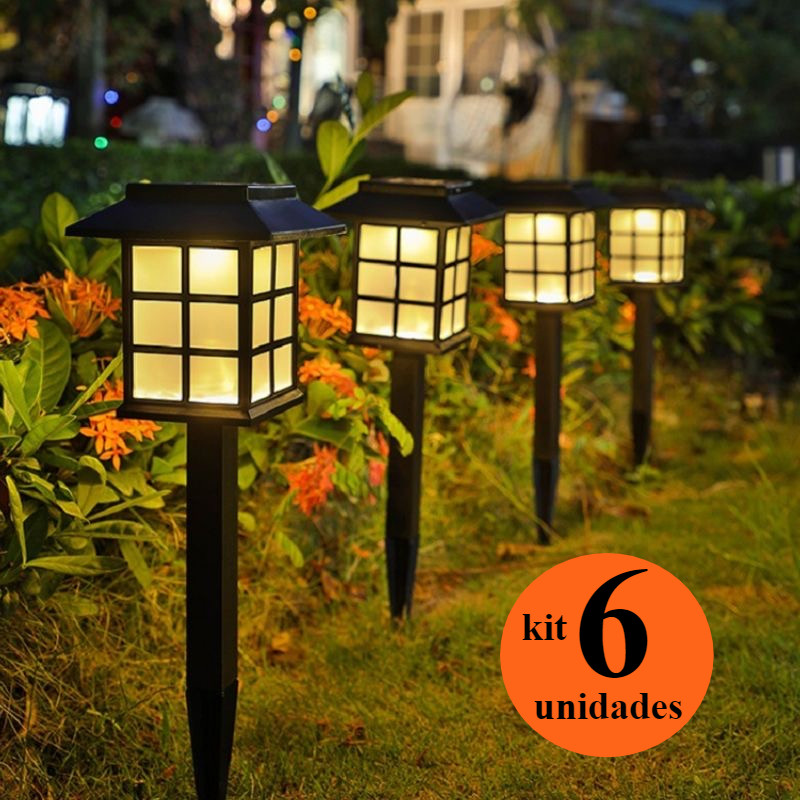 Kit 1-6 Luminaria Solar Espeto de Jardim Led Decoração Cazinha Recarregavel no Sol