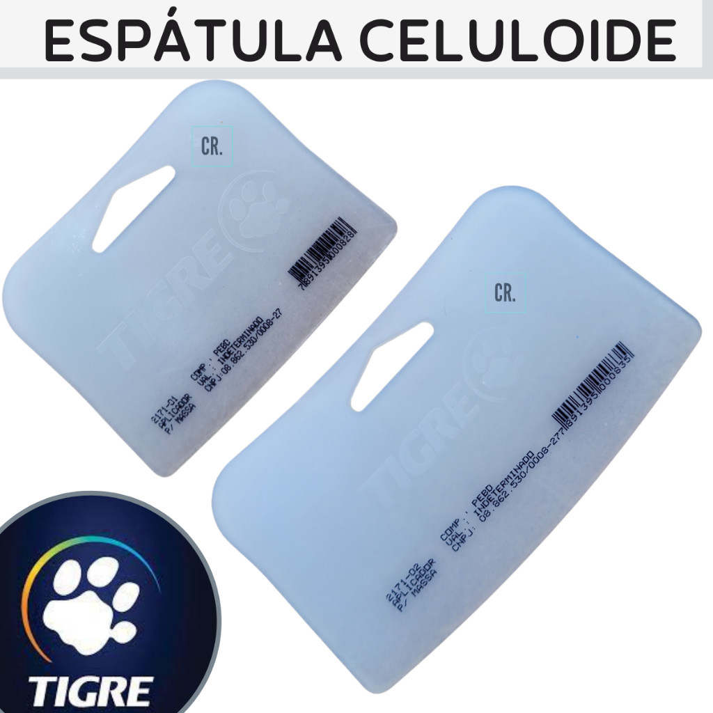 Aplicador de Massa Celuloide Espátula de Silicone Tigre Pequena e Grande