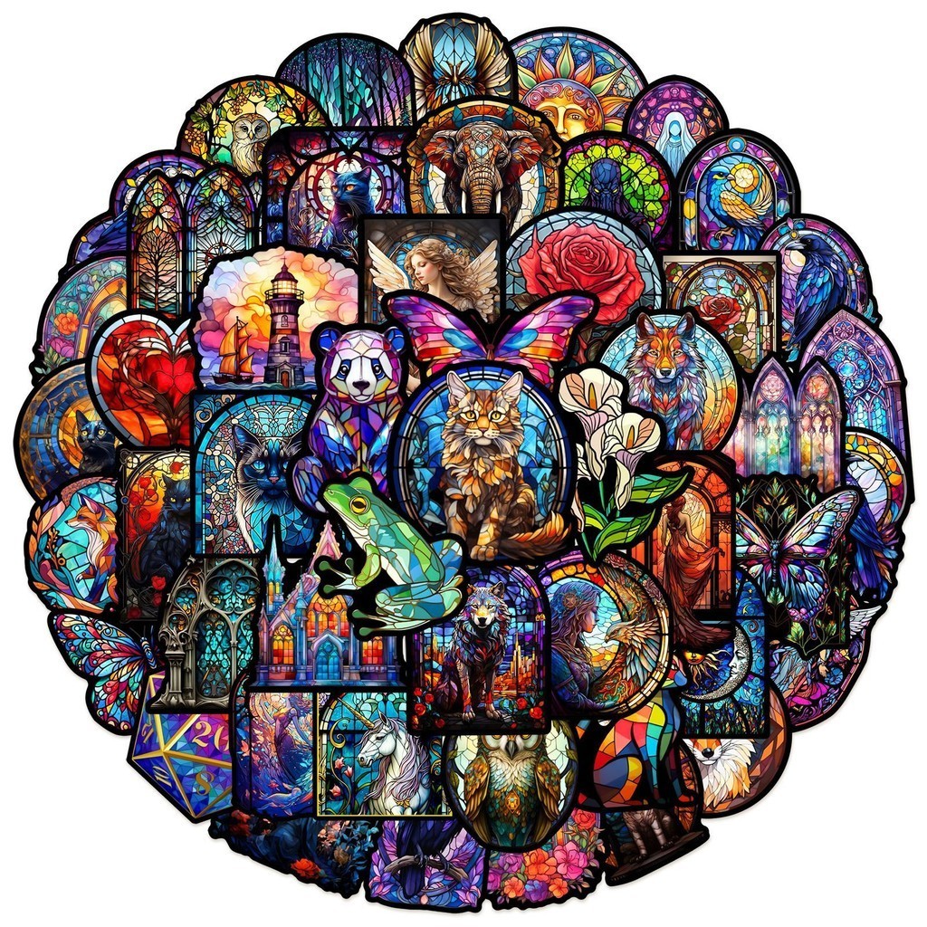 50PCS Adesivos De Grafite De Vidro Colorido Animal À Prova D'água Para Capacete De Bicicleta Decalques De Lápis LanLanStickersWorld