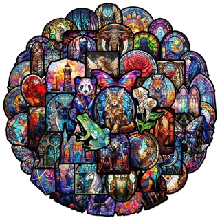 50PCS Adesivos De Grafite De Vidro Colorido Animal À Prova D'água Para Capacete De Bicicleta Decalques De Lápis LanLanStickersWorld