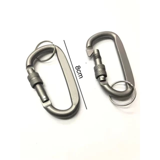 Kit 12 Chaveiro Mosquetão 3017 Metal Alumínio Fumê Com Trava De Roscar Para Camping Acampamento