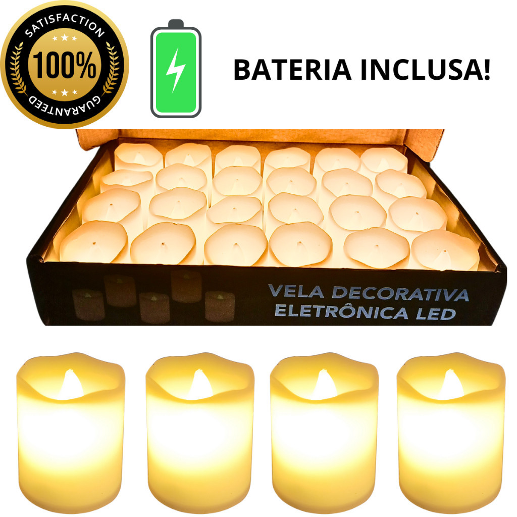Velas Led Kit com 12 e 24 Lindas velas decorativas de Led eletrônicas ...