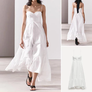  Summer New Style Bow Sling Hem Hem Hem Empilhado Vestido 2673072