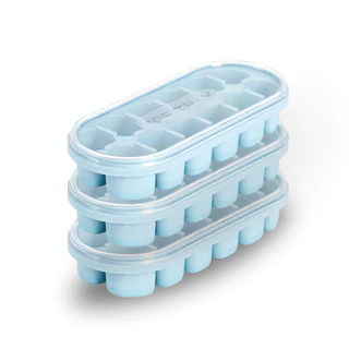 Conjunto 3 Forma Gelo Fundo Silicone Com Tampa Acrílico Resistente 12 Cubos