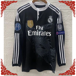 Camisa de time R- Madrid Dragão Preto Retro 14/15 Away Ronaldo Alta Qualidade Manga Longa Camisa de futebol 【Frete grátis】