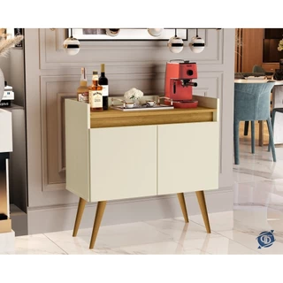 Buffet Lux 2 Portas Pés Palito Off White / Madeirado - JM Casa dos Móveis