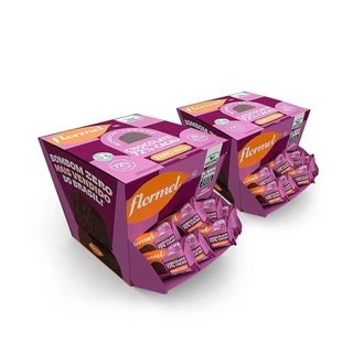 Kit Bombom De Chocolate Amargo, 72% Cacau, Vegano, Zero Açúcar Flormel 2 Caixas Com 18 Unidades