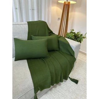 Peseira Manta Decorativa Pompom Sofá Sala Cama Luxo Tricot 150x90cm