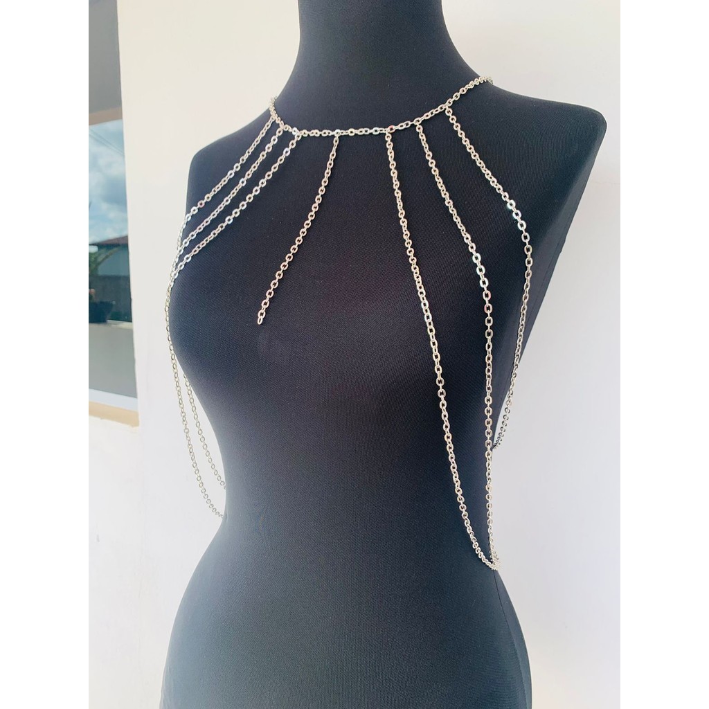Bodychain Borychain Ombreira de correntes opção Ouro e Prata | Shopee ...