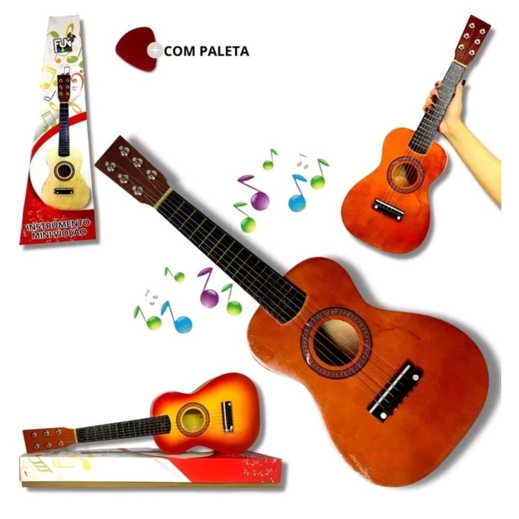 Mini Violão Brinquedo Criança Com 6 Cordas de Aço Iniciantes | Shopee ...
