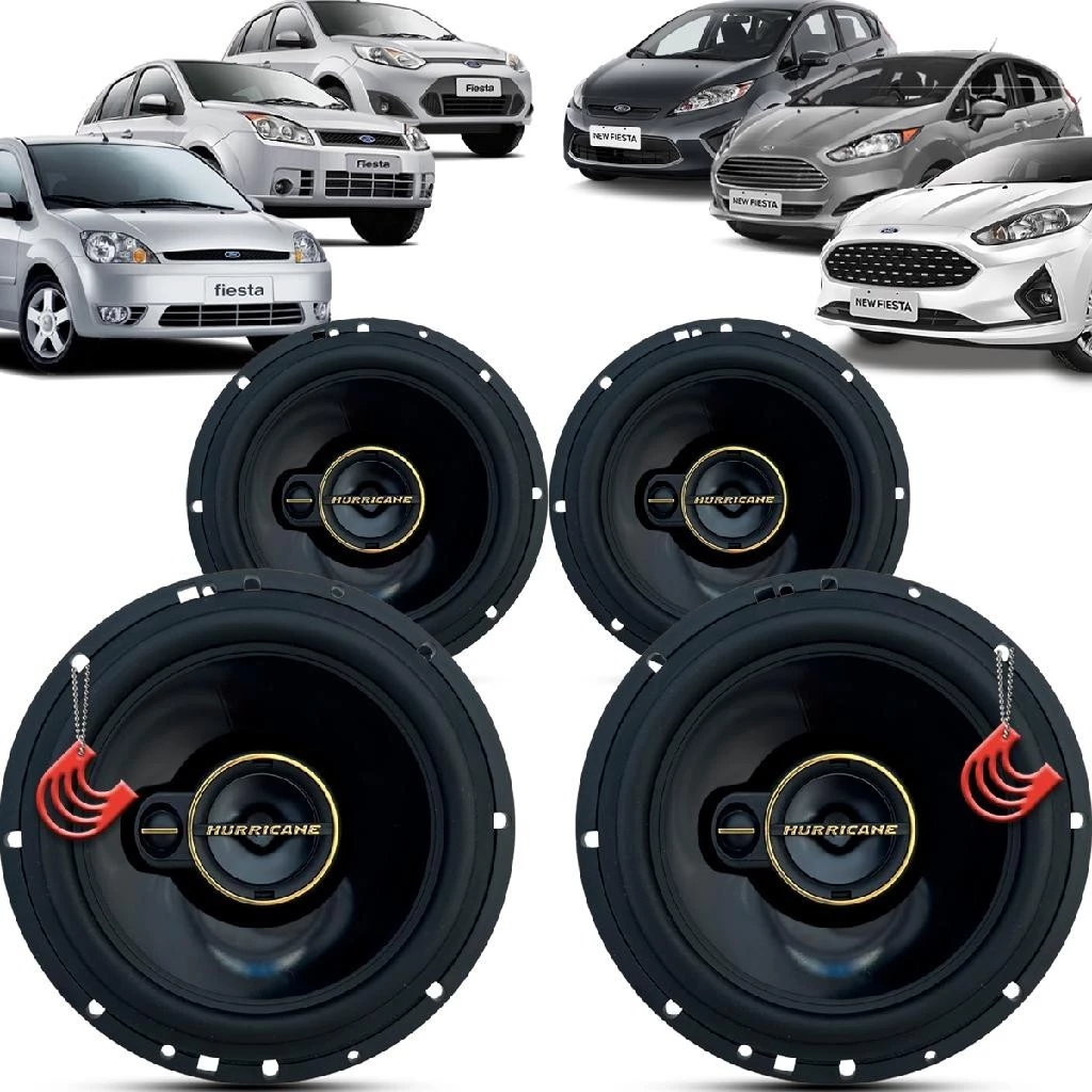 Kit Alto Falantes Dianteiros e Traseiros Ford Fiesta 2003 até 2019 - Hurricane Aurum 480w