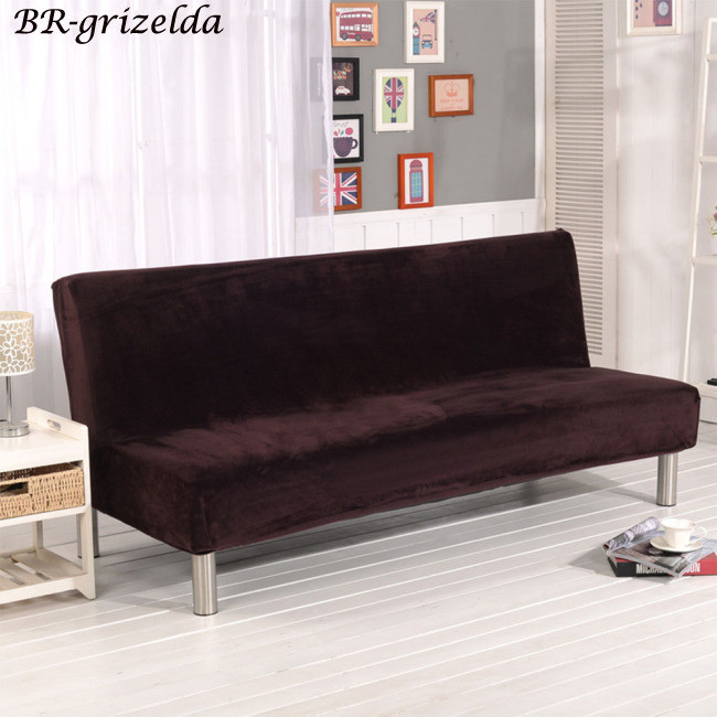 GRA Plush Tecido Dobrável Sofá-Cama Sem Braço Cobertura De