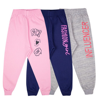 Kit 3 Calças De Moletom Infantil Menina Estampadas Inverno