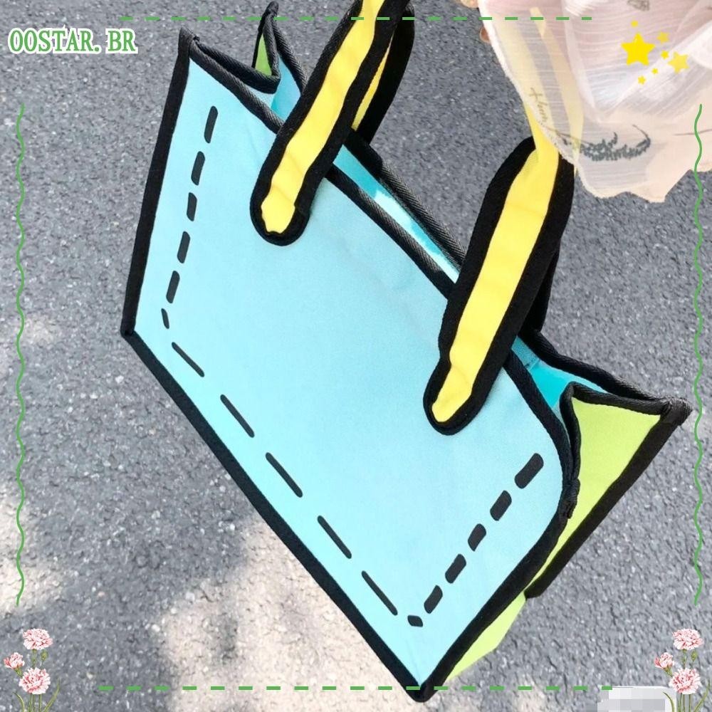 OOSTAR Drawing Saco Tote Bag , Bolsa Kawaii Comic Handbag De Grande Capacidade , Design 2D De Moda Para Meninas