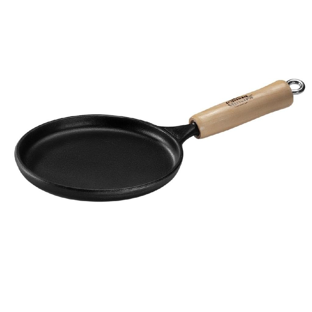 Frigideira Tapioca de Ferro Fundido 18 cm Tapioqueira Cabo de Madeira Panela Mineira