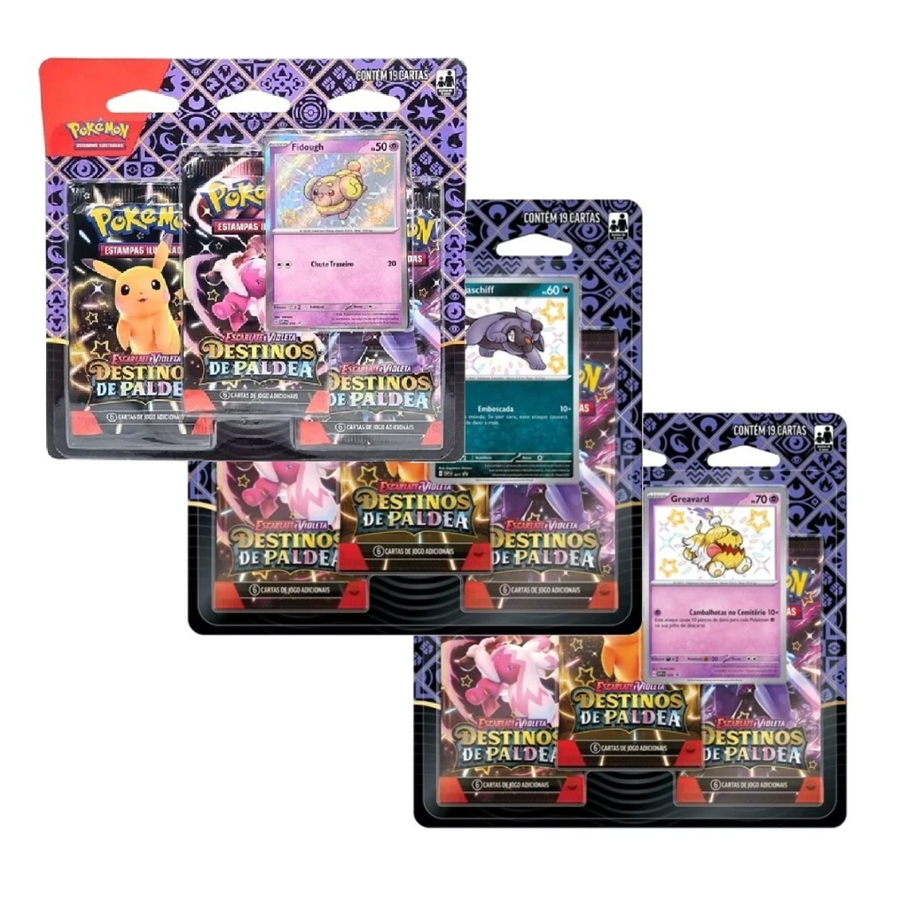 Blister Triplo Destinos de Paldea Maschiff Fidough Greavard Brilhante Pokemon