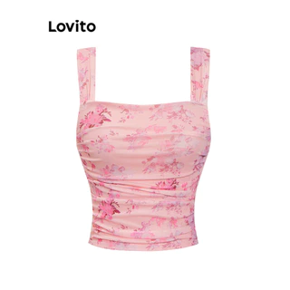 Lovito Casual Blusa Camiseta Floral Fofa para Mulheres L80ED144
