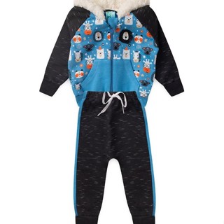 Conjunto Bebê Moletom Menino - Animais - Azul e Preto