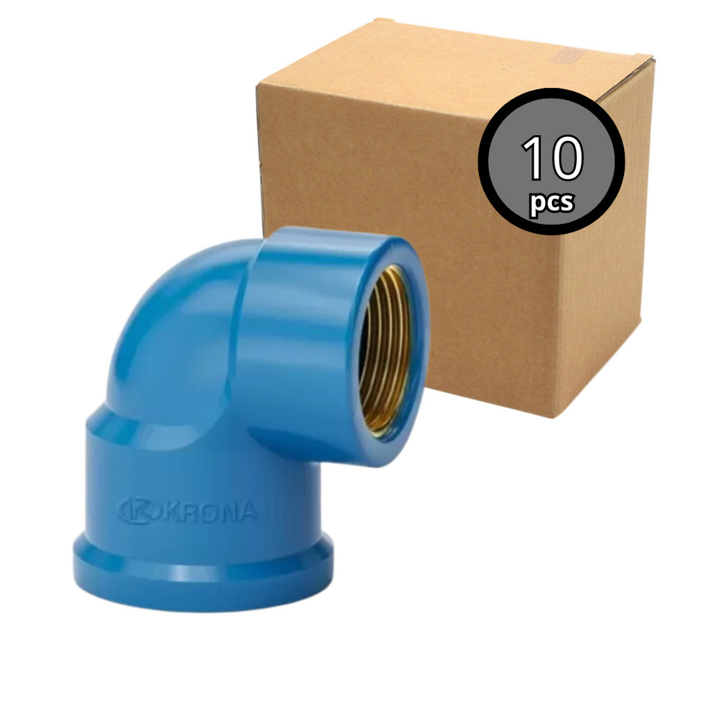 Kit 10 Joelhos cotovelos Azul 25mm x 1/2 com bucha latão soldável Krona