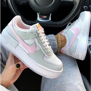 Tenis Nike Feminino Air Force Shadow Casual Cinza/Rosa Plataforma 34 ao 39 Cano baixo Trabalho Academia Confortável Leve Oferta 2023