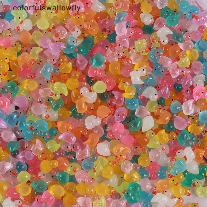 CSF 50Pcs Resina Aleatória Mini Pato Miniaturas De Figuras De Ornamentos Minúsculos E Bonitos Plantas Paisagísticas De Jardim Luminoso Artesanato Decoração