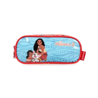 Estojo Escolar Feminino Disney Moana Rosa 3 Compartimentos